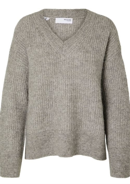 Selected - ALVA MELANGE KNIT V-NECK